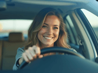 運転している女性ドライバー